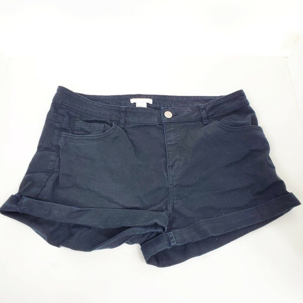 H&M Womens Black Jean Shorts Denim Cuffed Size US 12